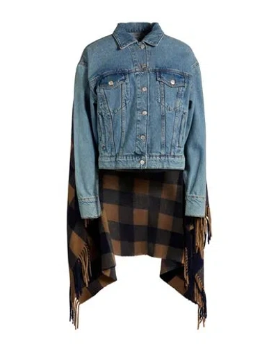 Moschino Jeans Woman Denim Outerwear Blue Size Xxs Cotton, Virgin Wool, Polyester, Acrylic, Polyamid