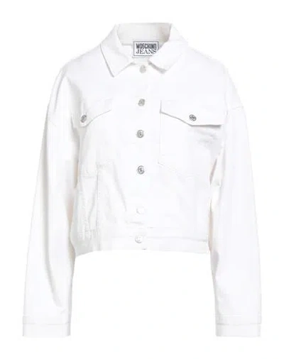 Moschino Jeans Woman Denim Outerwear White Size S Cotton, Elastane