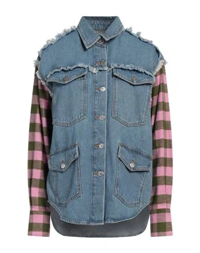 Moschino Jeans Woman Denim Shirt Blue Size S Cotton