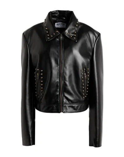 Moschino Jeans Woman Jacket Black Size 8 Polyester, Polyurethane Resin