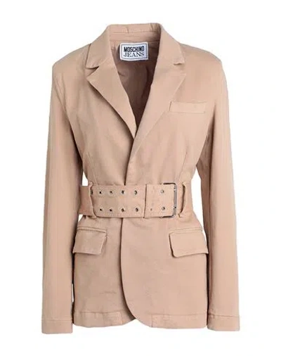 Moschino Jeans Woman Blazer Camel Size 8 Cotton, Elastane In Beige