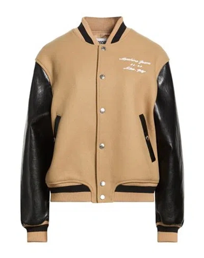 Moschino Jeans Woman Jacket Camel Size 6 Wool, Polyamide In Nude