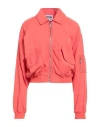 Moschino Jeans Woman Jacket Coral Size L Lyocell In Red