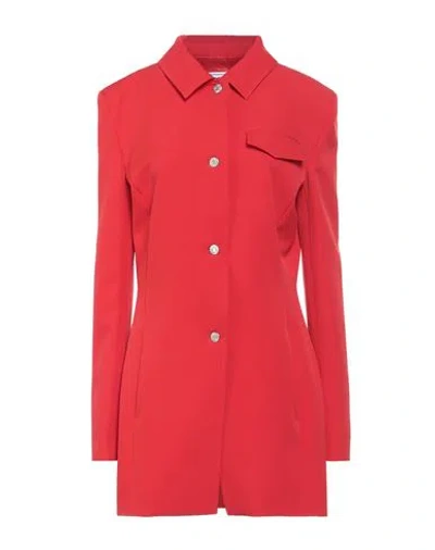 Moschino Jeans Woman Jacket Red Size 10 Polyester, Elastane