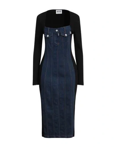 Moschino Jeans Woman Midi Dress Blue Size 10 Cotton, Elastane