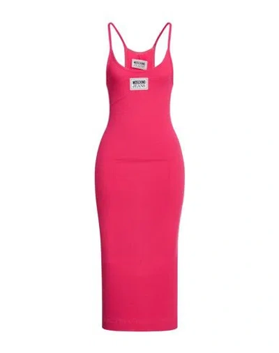 Moschino Jeans Woman Midi Dress Fuchsia Size M Viscose, Rayon In Red