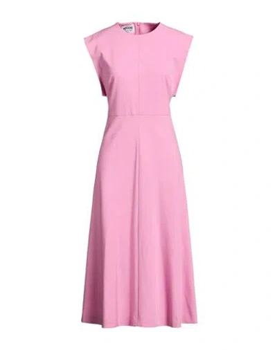 Moschino Jeans Woman Midi Dress Pink Size 4 Polyester, Virgin Wool, Elastane