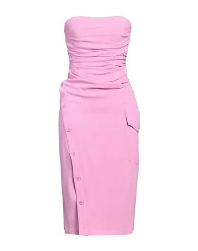 Moschino Jeans Woman Midi Dress Pink Size 4 Acetate, Viscose