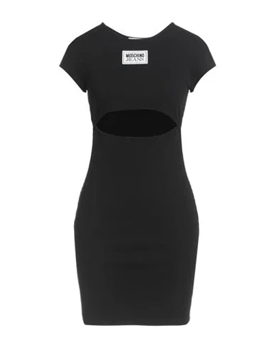 Moschino Jeans Woman Mini Dress Black Size Xl Viscose, Elastane
