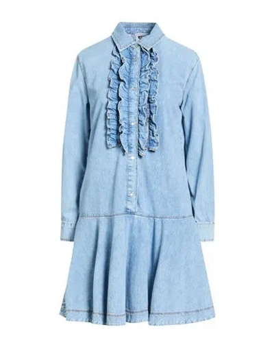 Moschino Jeans Woman Mini Dress Blue Size 6 Cotton