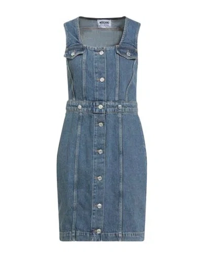 Moschino Jeans Woman Mini Dress Blue Size L Cotton
