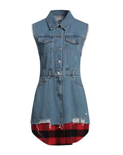 Moschino Jeans Woman Mini Dress Blue Size M Cotton