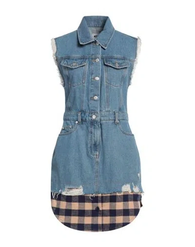 Moschino Jeans Woman Mini Dress Blue Size M Cotton