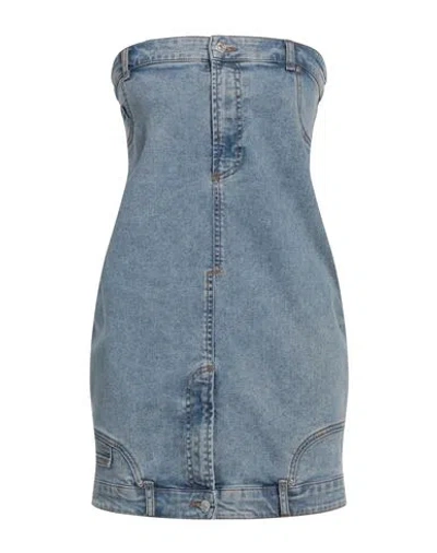 Moschino Jeans Woman Mini Dress Blue Size M Cotton, Elastane