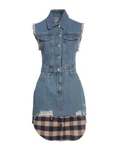 Moschino Jeans Woman Mini Dress Blue Size S Cotton