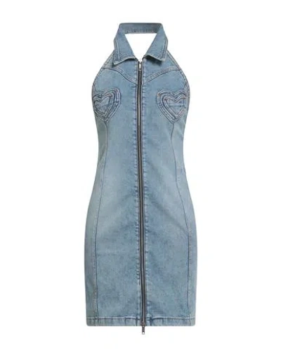 Moschino Jeans Woman Mini Dress Blue Size S Cotton, Elastane