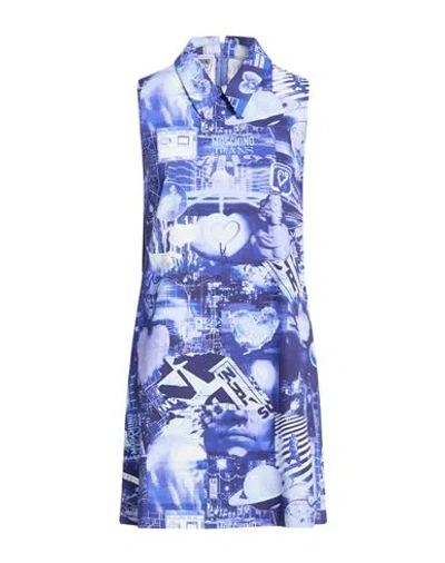 Moschino Jeans Woman Mini Dress Bright Blue Size 2 Cotton, Elastane