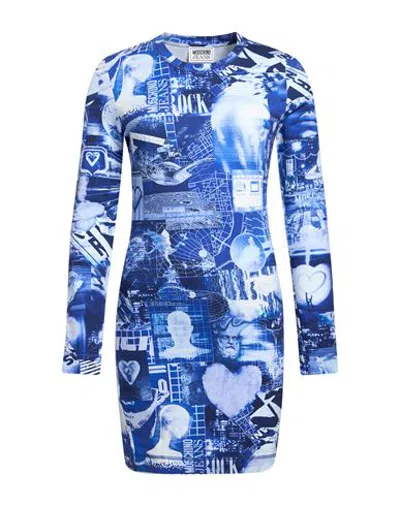 Moschino Jeans Woman Mini Dress Bright Blue Size Xxs Cotton, Elastane