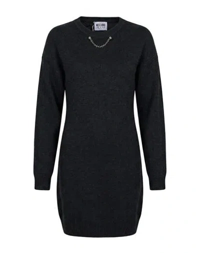 Moschino Jeans Woman Mini Dress Charcoal Size Xs Wool, Viscose, Polyamide, Cashmere In Black