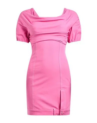 Moschino Jeans Woman Mini Dress Fuchsia Size 2 Cotton, Elastane In Pink