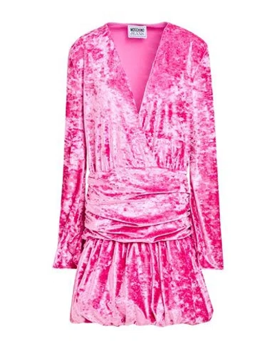 Moschino Jeans Woman Mini Dress Fuchsia Size M Polyester, Elastane