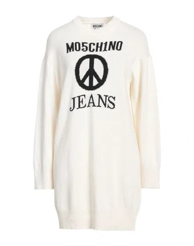 Moschino Jeans Woman Mini Dress Ivory Size M Polyamide, Viscose, Wool, Cashmere In White
