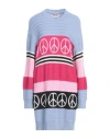 Moschino Jeans Woman Mini Dress Light Blue Size S Acrylic, Virgin Wool In Blue