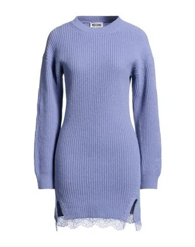 Moschino Jeans Woman Mini Dress Light Blue Size Xxs Wool, Polyamide