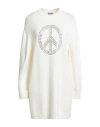 Moschino Jeans Woman Mini Dress White Size M Acrylic, Virgin Wool