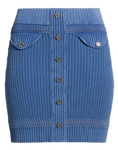 Moschino Jeans Woman Mini Skirt Azure Size L Cotton, Polyamide, Rubber, Polyester In Blue