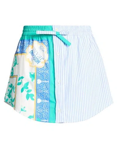 Moschino Jeans Woman Mini Skirt Light Blue Size 6 Cotton In Multi