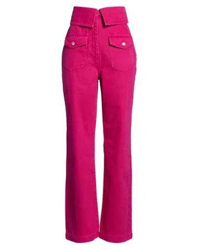 Moschino Jeans Woman Pants Fuchsia Size 8 Cotton In Pink