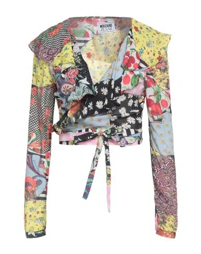 Moschino Jeans Woman Shirt Yellow Size 8 Viscose In Multi