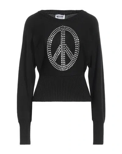 MOSCHINO MOSCHINO JEANS WOMAN SWEATER BLACK SIZE S ACRYLIC, VIRGIN WOOL