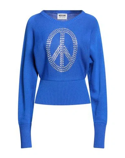 Moschino Jeans Woman Sweater Blue Size M Acrylic, Virgin Wool