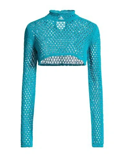 Moschino Jeans Woman Sweater Deep Teal Size Xs Cotton, Polyamide In Blue