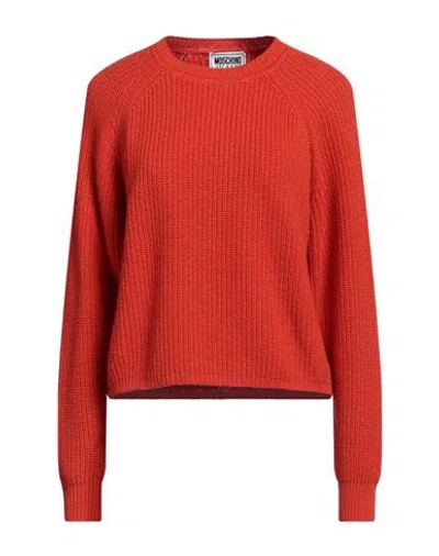 Moschino Jeans Woman Sweater Red Size L Polyamide, Viscose, Wool, Cashmere In Orange