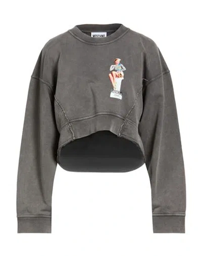 Moschino Jeans Woman Sweatshirt Grey Size M Cotton, Elastane In Gray