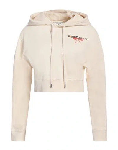 Moschino Jeans Woman Sweatshirt Ivory Size L Cotton In White