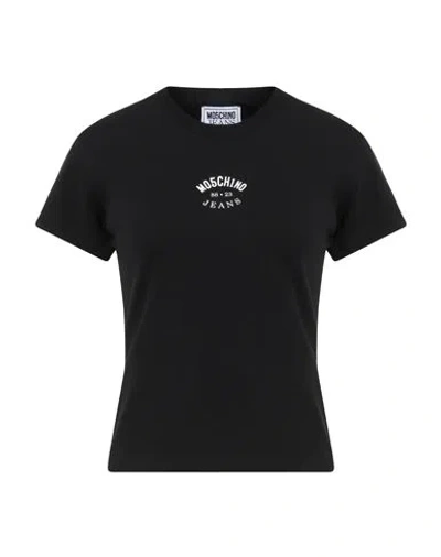 Moschino Jeans Woman T-shirt Black Size L Cotton, Elastane