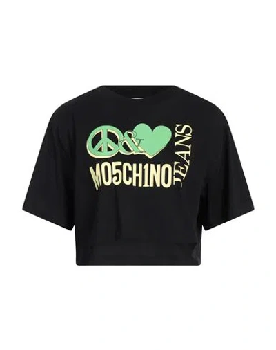 Moschino Jeans Logo-print Cotton T-shirt In Black
