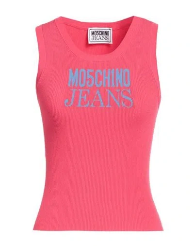 Moschino Jeans Woman T-shirt Magenta Size M Cotton, Polyester