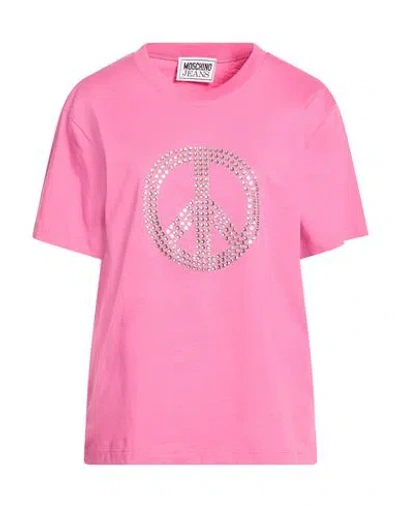 Moschino Jeans Woman T-shirt Pink Size S Cotton
