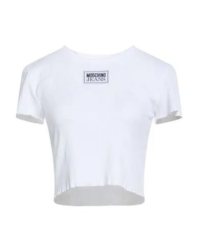 Moschino Jeans Woman T-shirt White Size Xl Viscose, Elastane