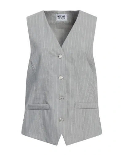 Moschino Jeans Woman Tailored Vest Grey Size 6 Polyester, Virgin Wool, Elastane In Gray