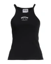 Moschino Stretch Cotton Ribbed Tank Top In Black