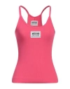 Moschino Logo-appliqué Ribbed Tank Top In Pink