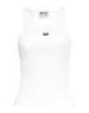 Moschino Jeans Woman Tank Top White Size L Cotton In White