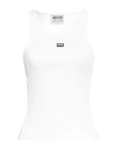 Moschino Jeans Woman Tank Top White Size L Cotton