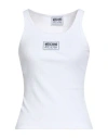 Moschino Jeans Woman Tank Top White Size L Viscose, Elastane